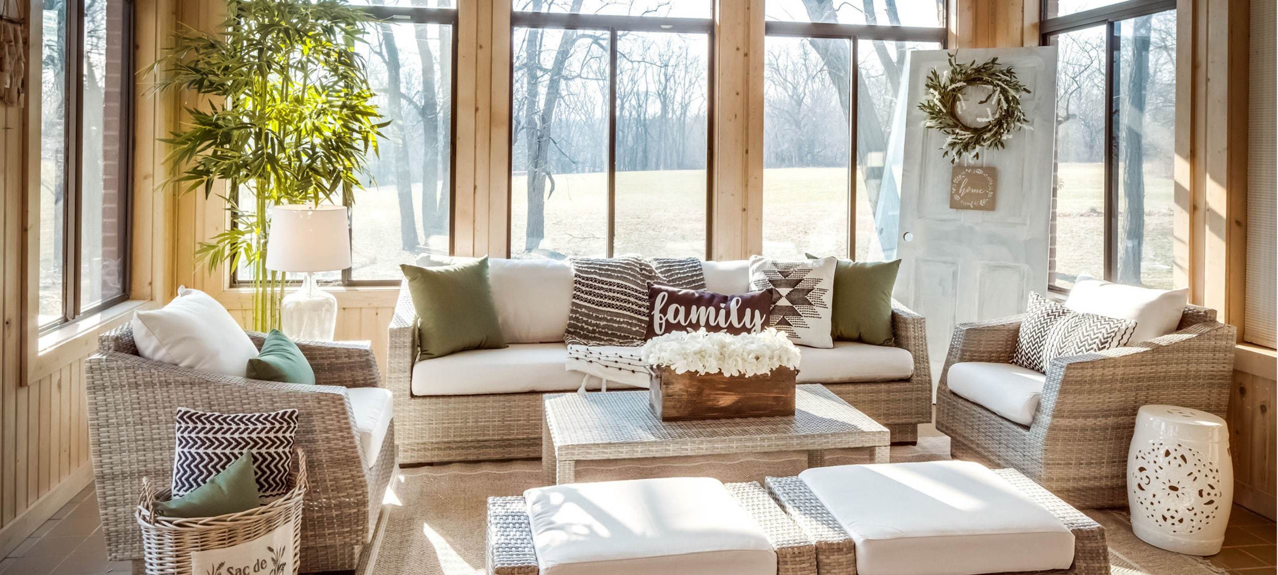 Sunny living room with huge windows, typical of Central Illinois